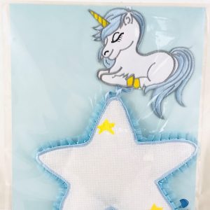 COCCARDA UNICORNO AZZURRO CF.1PZ